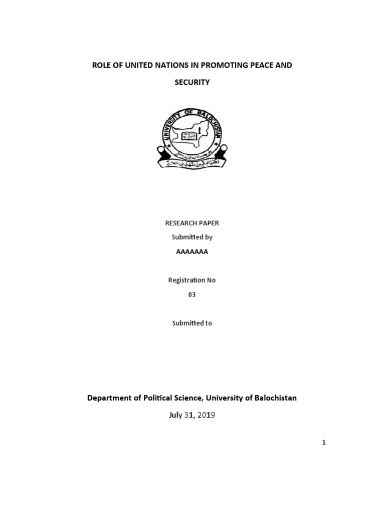 UN's Role in Global Peace & Security | PDF | United Nations General ...