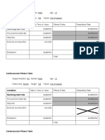 Cardiovascular Fitness Table