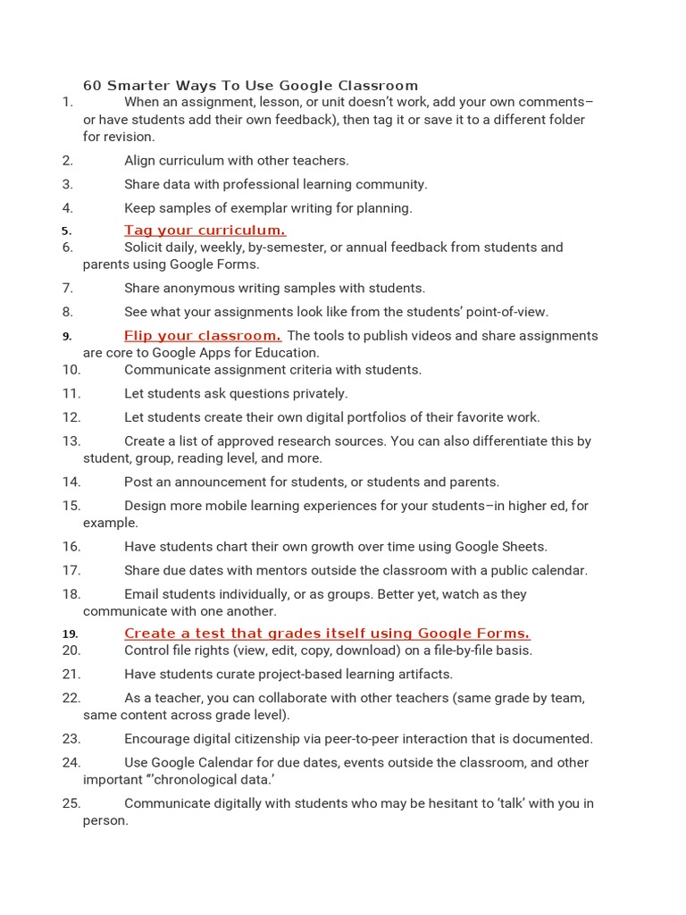 60 Smarter Ways To Use Google Classroom | PDF | Teaching | Computing
