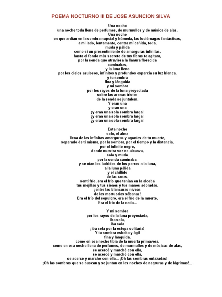 Poema Nocturno Iii de Jose Asuncion Silva | PDF | Naturaleza
