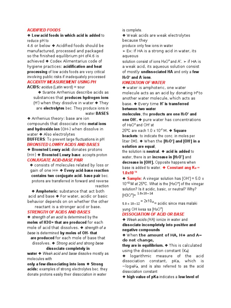 Acidified Foods: Base Is Determined by Moles of OH-that | PDF | Acid ...