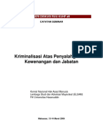 Kriminalisasi Penyalahgunaan Kewenangan