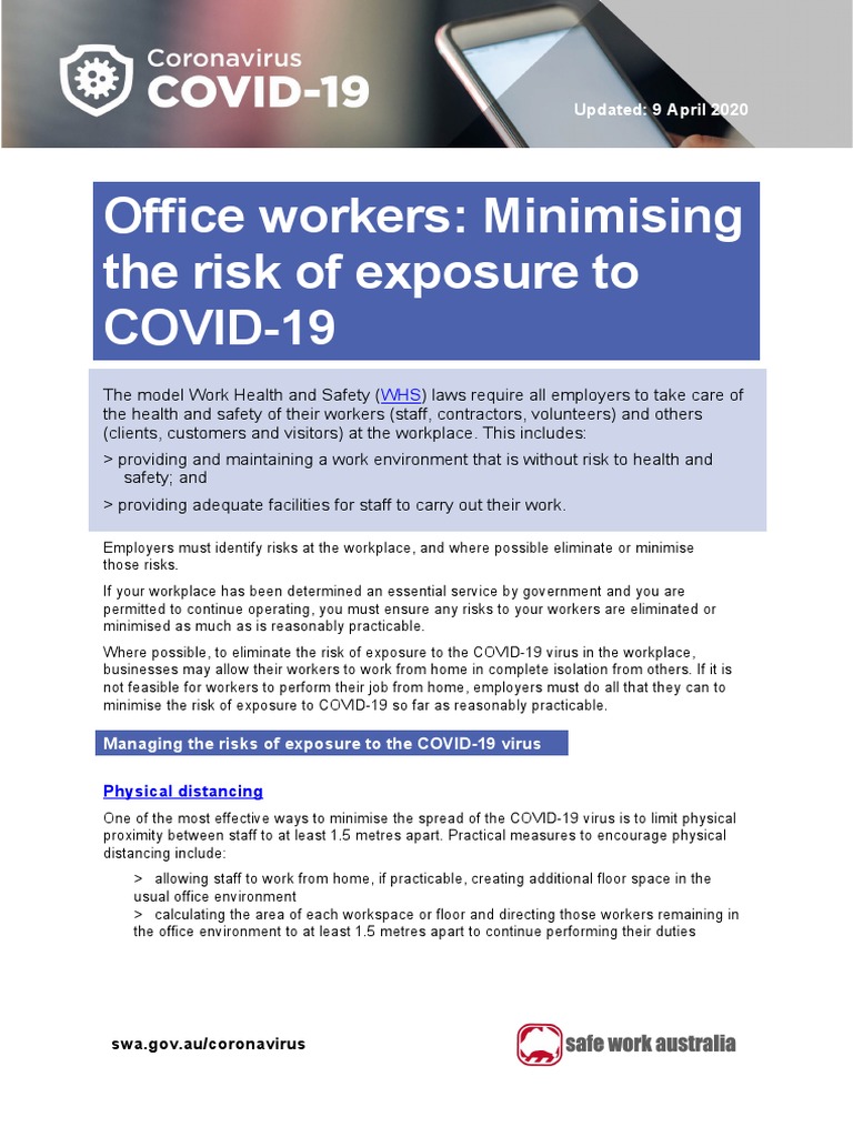 Office Workers: Minimising The Risk of Exposure To COVID-19: Updated: 9 ...