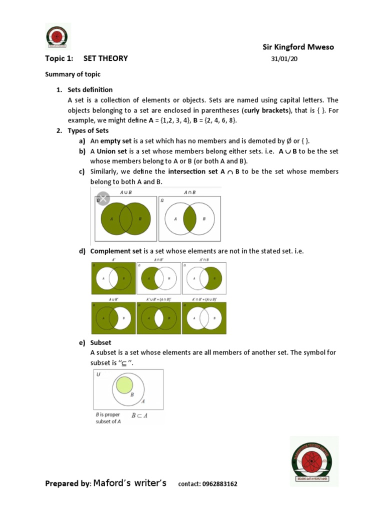 Set Theory Overview and Past Papers | PDF | Set (Mathematics ...