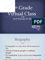 6 Grade Virtual Class: April Thursday 16 2020