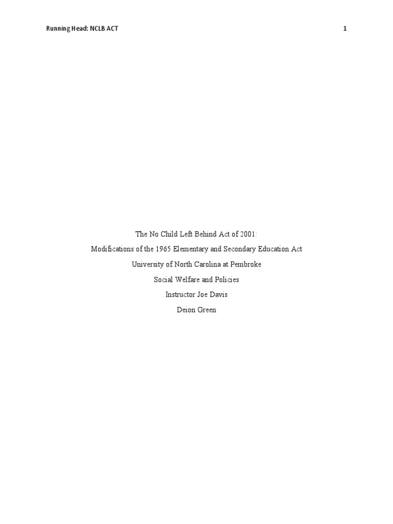 Impact of the No Child Left Behind Act | PDF | No Child Left Behind Act ...