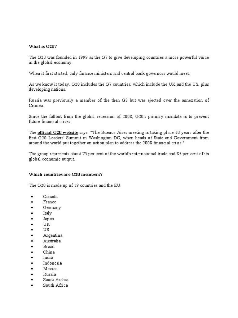 G20 Summit Agenda PDF International Relations Global Politics