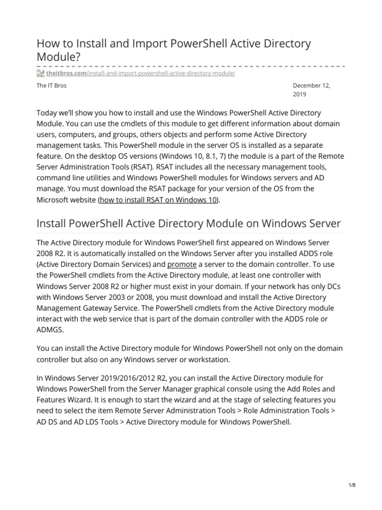 How To Install and Import PowerShell Active Directory Module | PDF ...