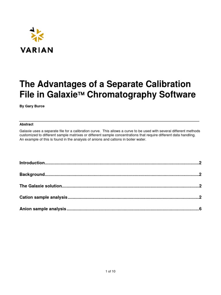 Galaxie Calibration PDF Chromatography Ion