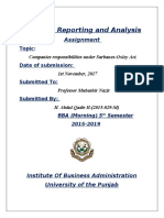 Financial Reporting and Analysis: Assignment