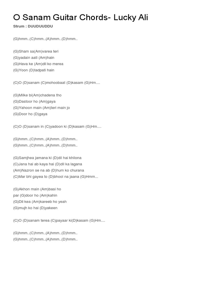 O Sanam Guitar Chords PDF | PDF, image size:768x1024