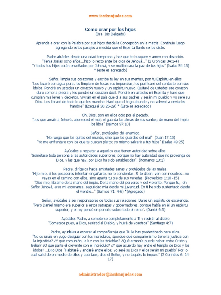 Oraciones Poderosas por Nuestros Hijos | PDF | Oración | Pecado