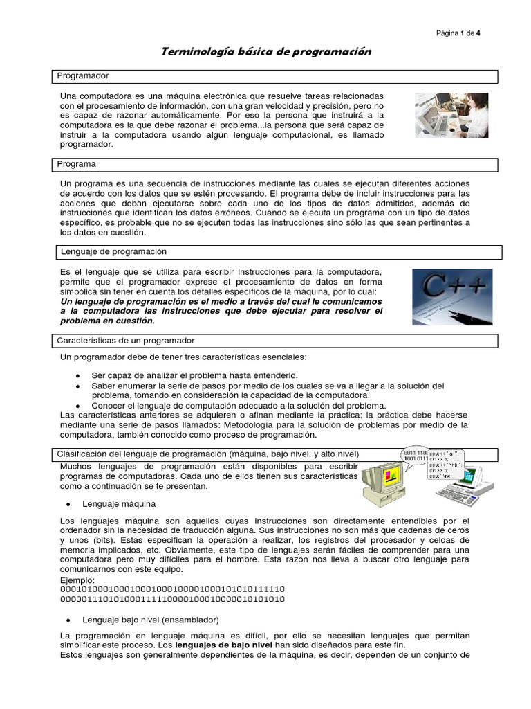 Terminología Básica de Programación PDF | PDF | Lenguaje de ...