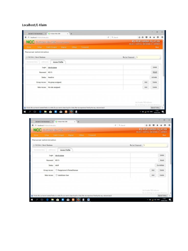 E-Klaim Localhost Access Guide | PDF