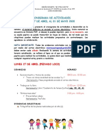 CRONOGRAMA DE ACTIVIDADES y MATERIAL DIDÁCTICO DEL 27 DE ABRIL AL 01 DE MAYO