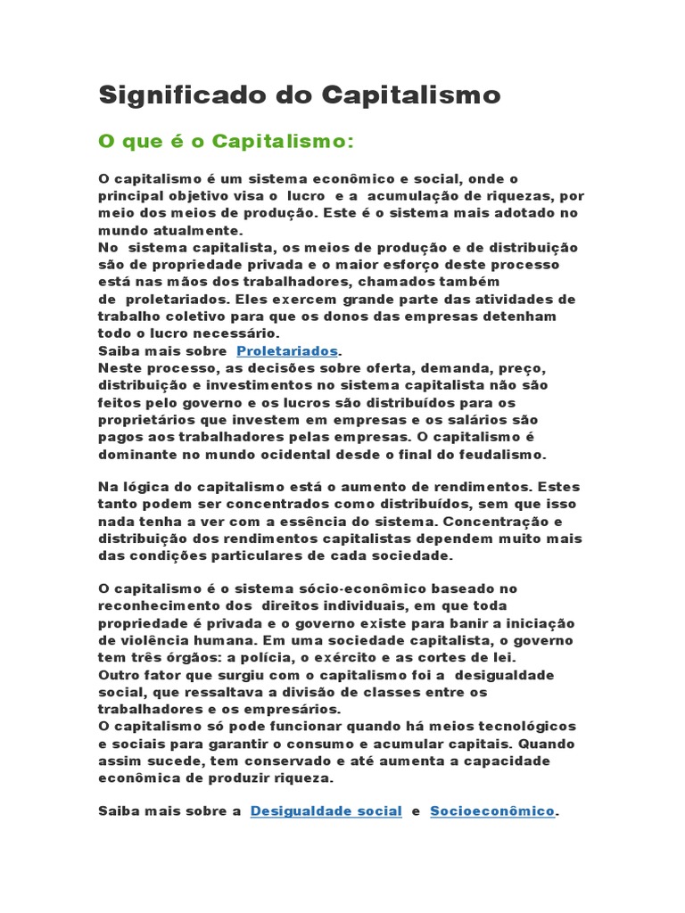 Significado Do Capitalismo | PDF | Capitalismo | Socialismo