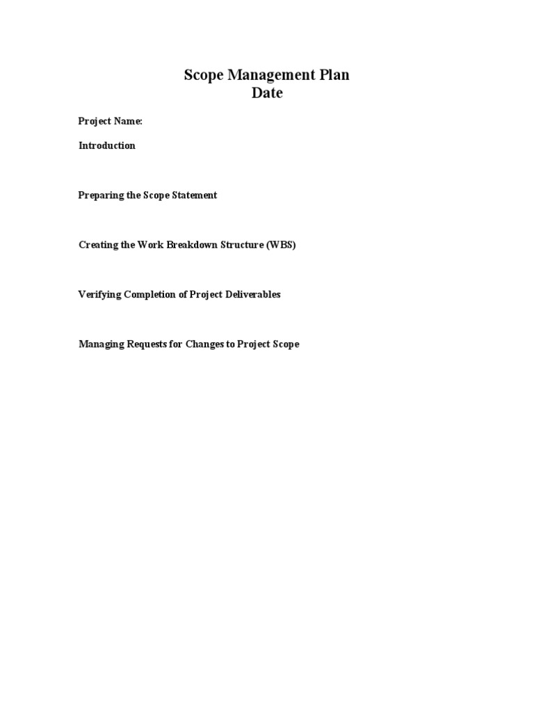 Scope Management Plan | PDF | Technology & Engineering