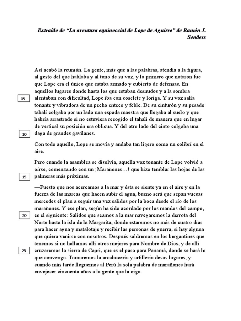 Fragmento La Aventura Equinoccial de Lope de Aguirre Ramón J
