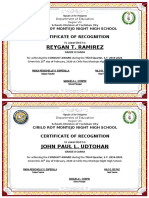 Reygan T. Ramirez: Certificate of Recognition