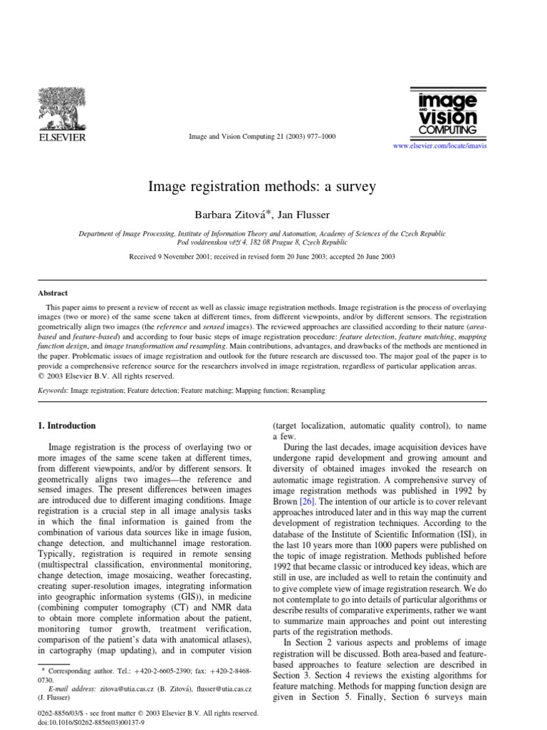 Image Registration Methodsa Survey | PDF | Image Segmentation ...