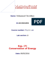 Exp. (7) Conservation of Energy: Mohammed Chowdhury