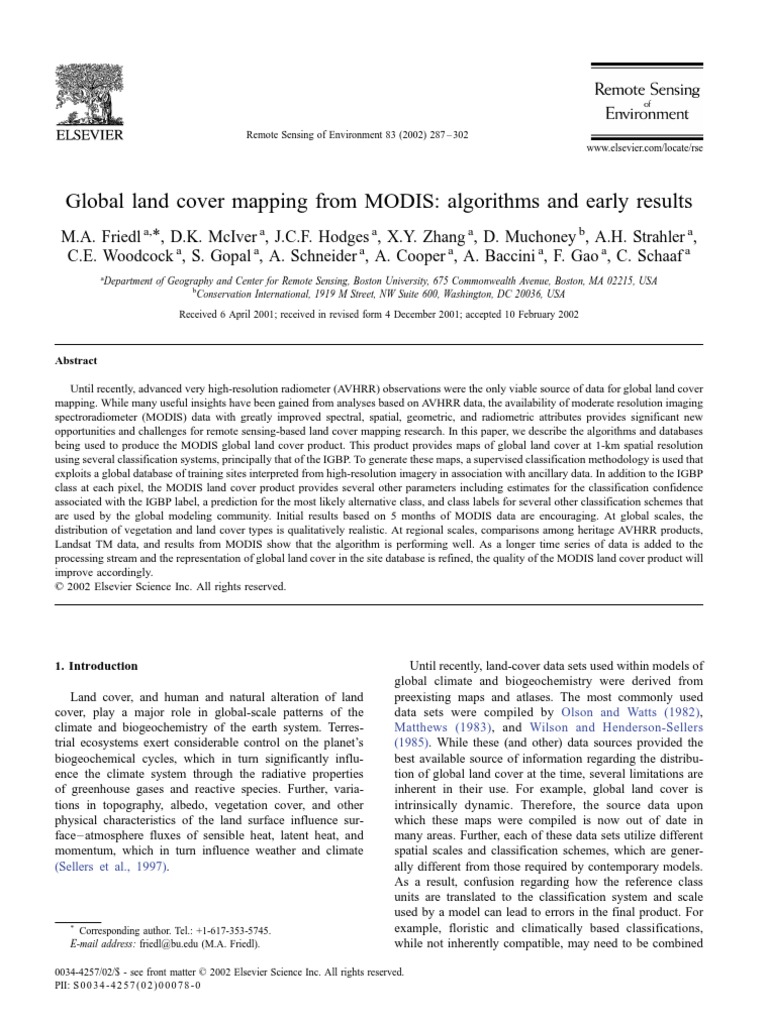 MODIS Global Land Cover Mapping Techniques | PDF | Forests ...