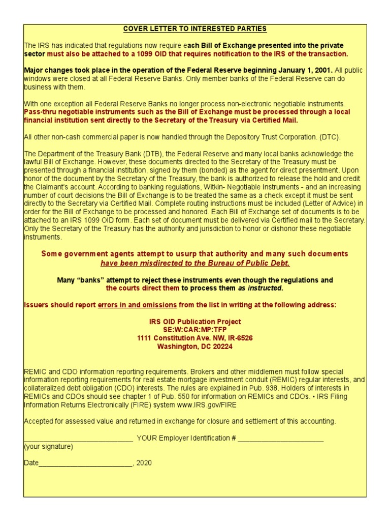 IRS Regulations on Bill of Exchange Processing | PDF | Collateralized ...