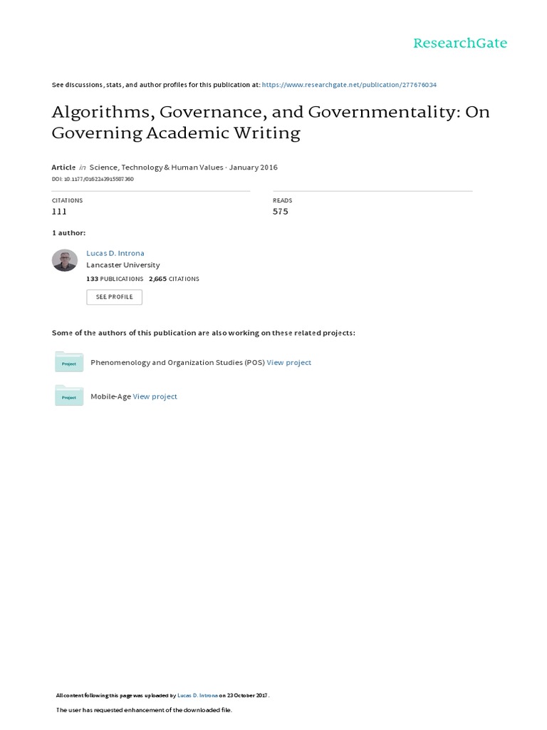 Evaluating Algorithmic Governance in Academia | PDF | Governance ...