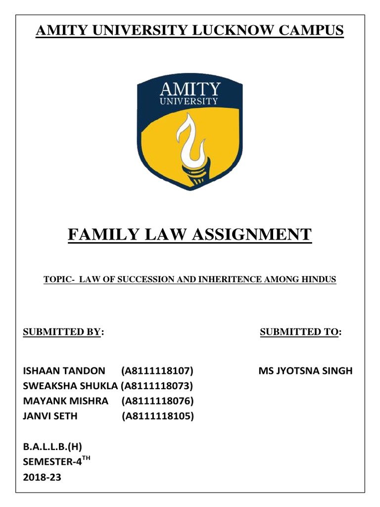 Family Law Assignment: Amity University Lucknow Campus | PDF ...
