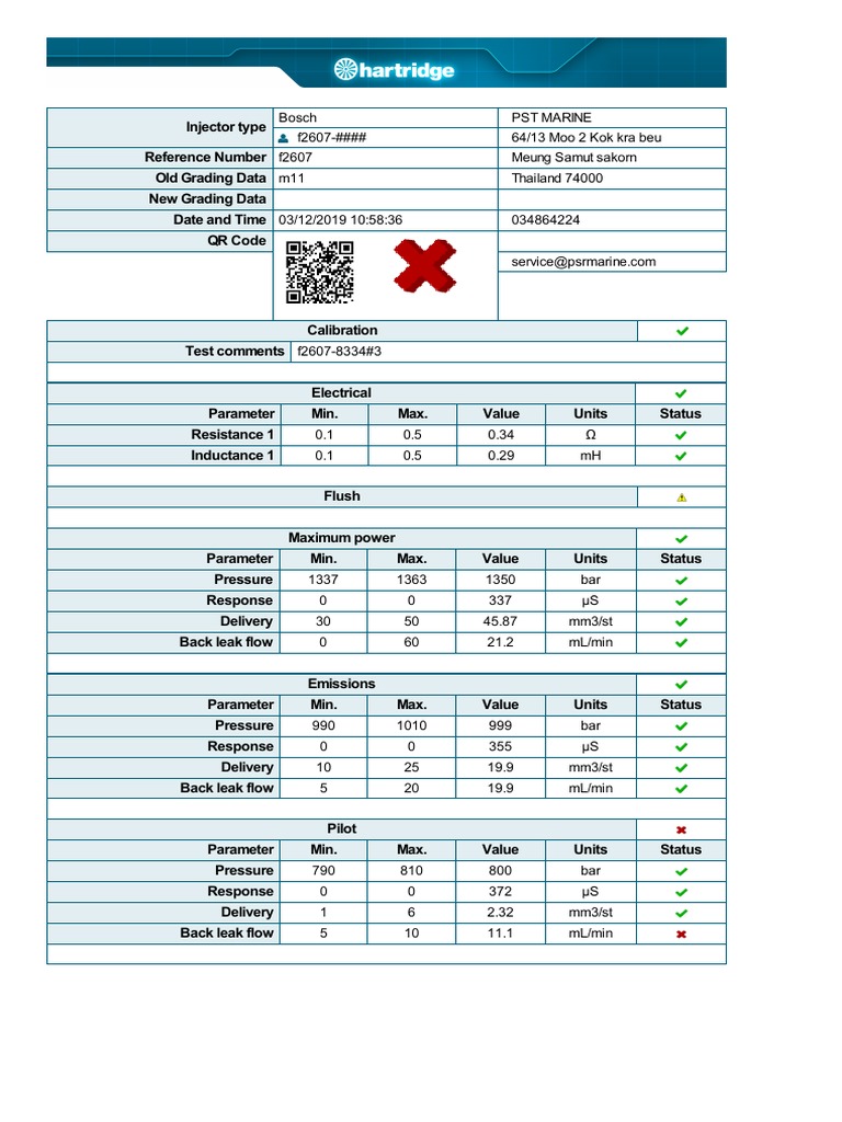 F2607 Injector Calibration Report | PDF | Mechanical Engineering | Nature