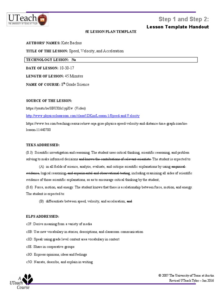Speed, Velocity, and Acceleration Lesson | PDF | Velocity | Acceleration