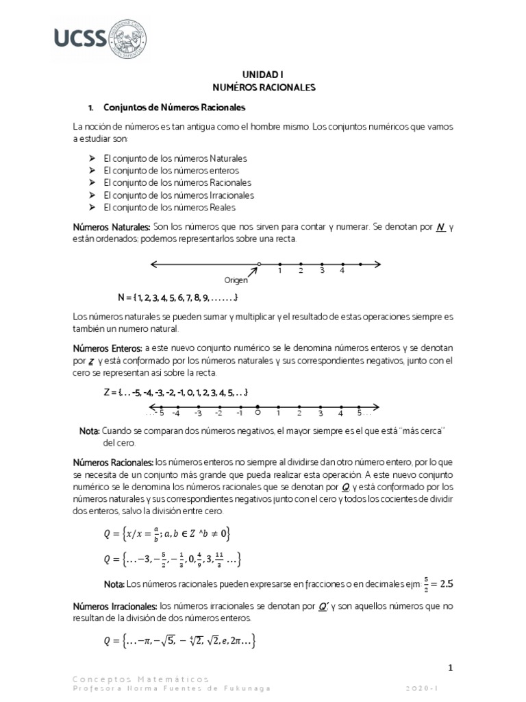 Conceptos Matematicos Semana 1 PDF | PDF | Números | Número racional