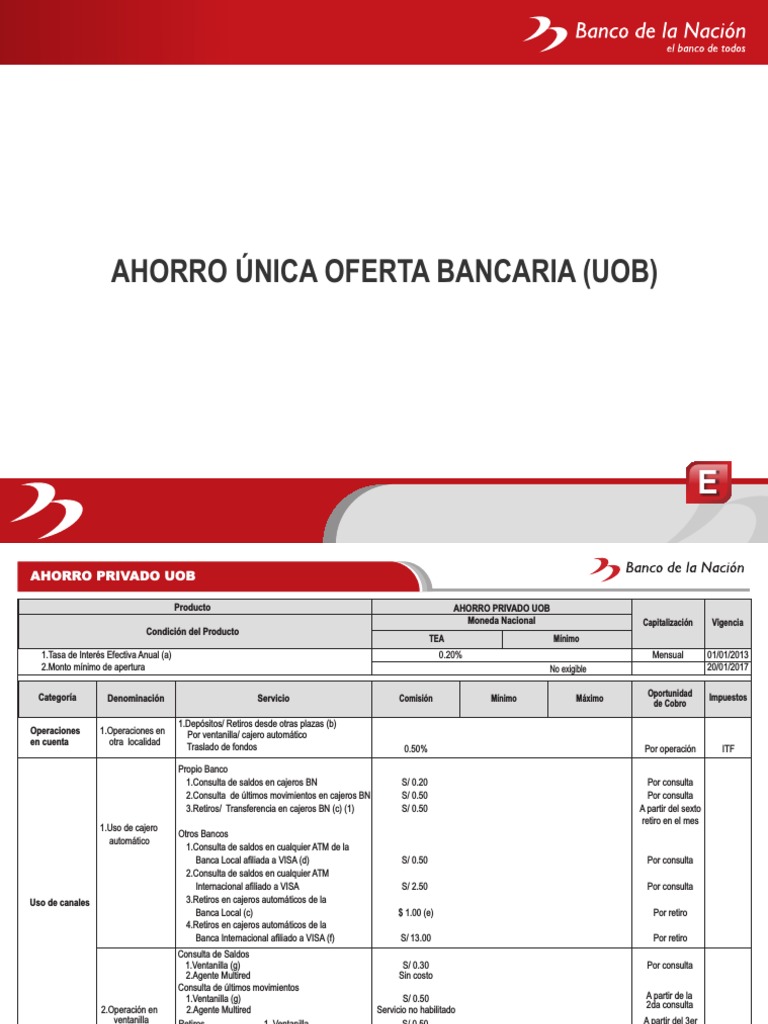 Tasas Ahorro Uob PDF | PDF | Cheque | Bancos