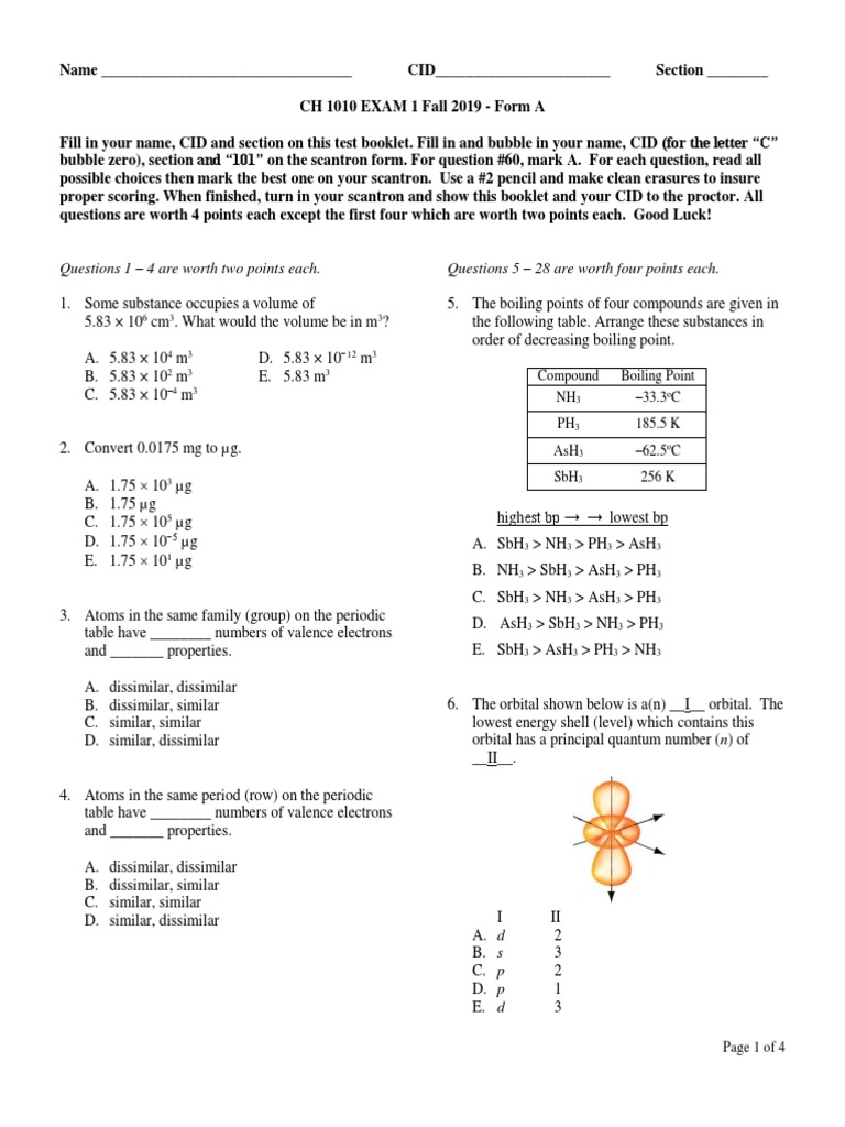Questions 1 4 Are Worth Two Points Each. Questions 5 28 Are Worth