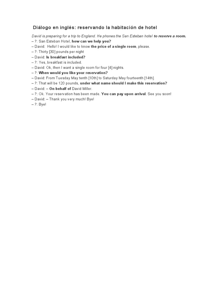 Hotel Room Reservation Dialogue in English | PDF | Home & Garden | Art