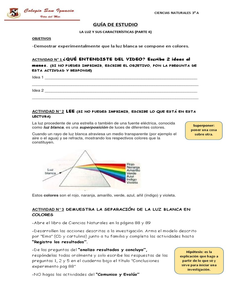 Descomposición de la Luz Blanca | PDF | Color | Ligero