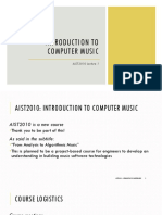 Introduction To Computer Music: AIST2010 Lecture 1