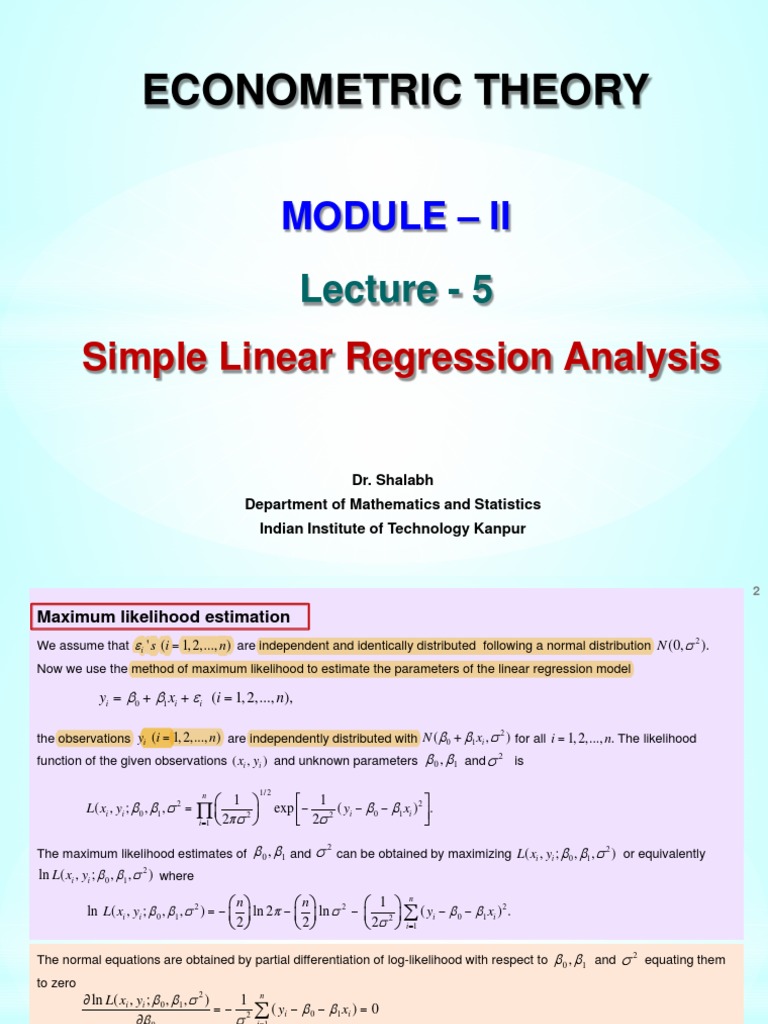 Econometric Theory: Module - Ii | PDF | Ordinary Least Squares | Bias ...