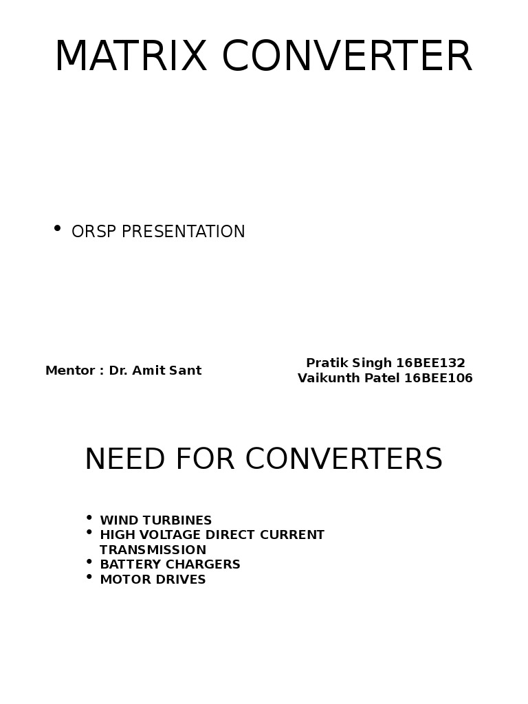 Matrix Converter for Renewable Energy | PDF