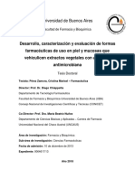 Desarrollo, caracterización y evaluación de formas farmacéuticas de uso en piel y mucosas que vehiculicen extractos vegetales con actividad antimicrobiana