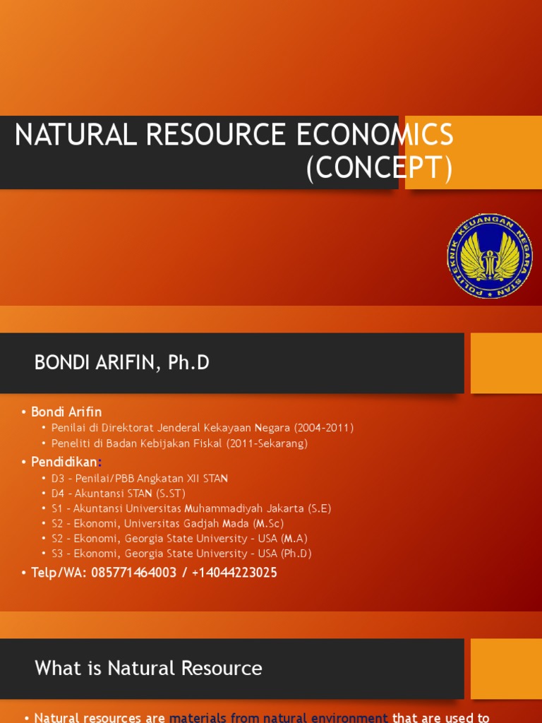 Natural Resource Economics (Concept) PDF Resource Economics