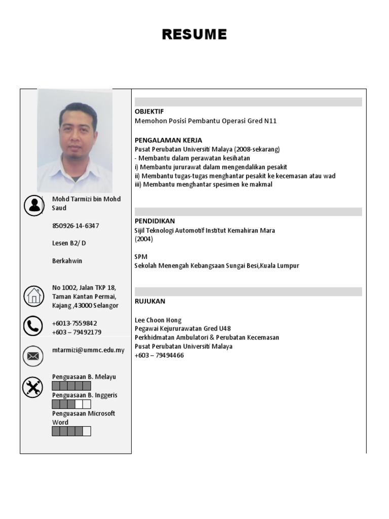 Contoh Resume Terbaik