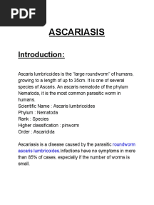 Ascariasis: Roundworm Ascaris Lumbricoides