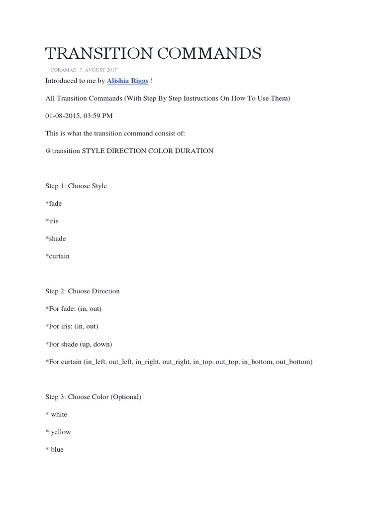 Episode Transition Command Guide | PDF | Computers
