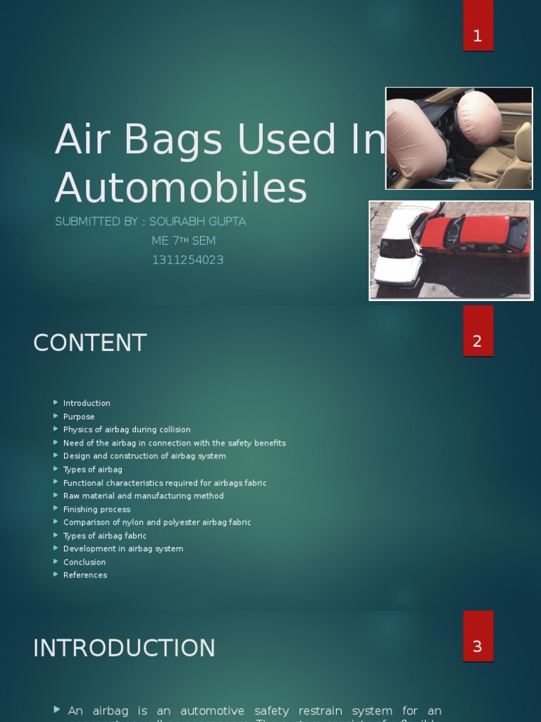 Airbag Presentation Mech Engg | PDF | Airbag | Seat Belt