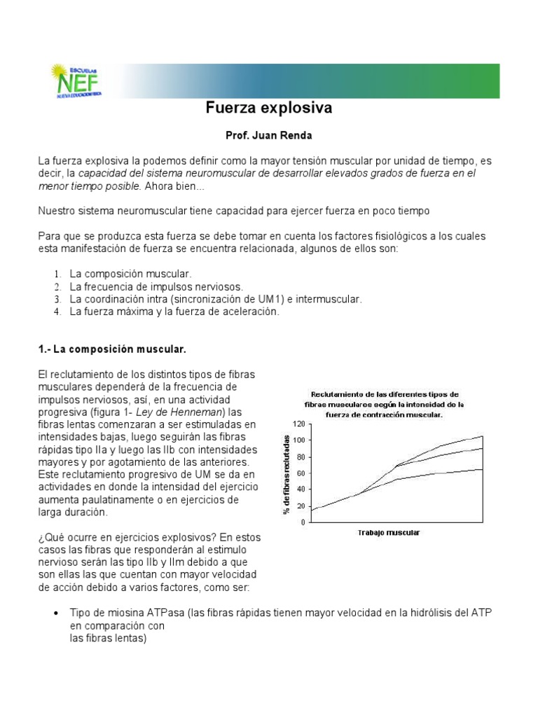 Fuerza Explosiva y Ley de Henneman | PDF | Contracción muscular | Músculo