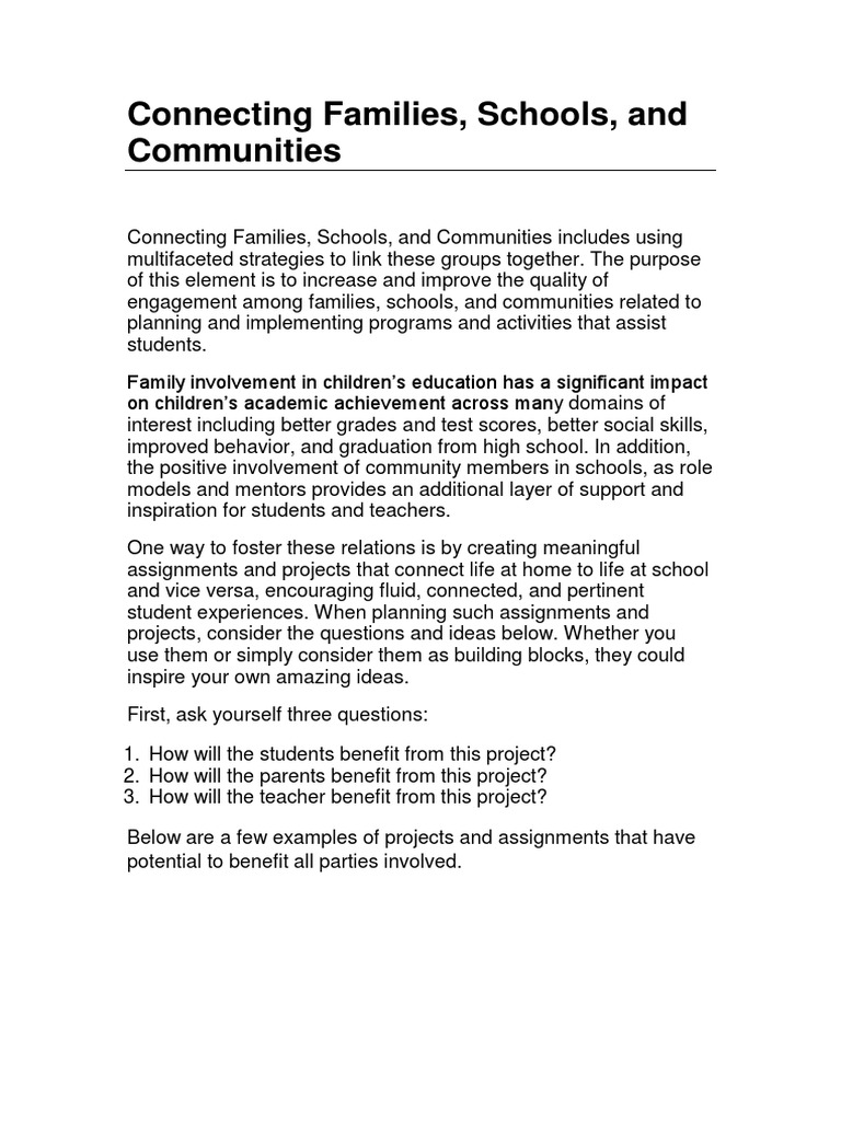 Connecting Families and School | PDF | Teachers | Classroom