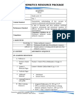 Mathematics Resource Package: Quarter I Subject: MATH Date: - Day: 2 Content Standard