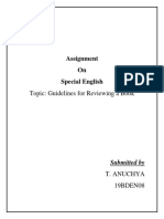 Assignment On Special English: Topic: Guidelines For Reviewing A Book