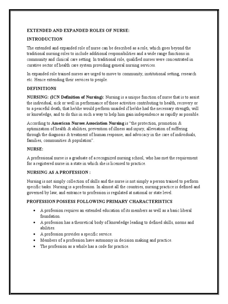 Extended and Expanded Roles of Nurse Anp | PDF | Nursing | Infection